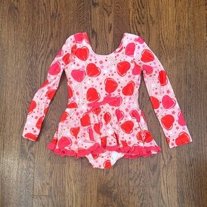 Cheeky Plum Pink Heart Patterned skirted leotard